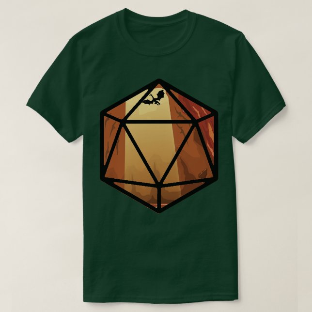 Dragon Cavern D20 Polyhedral Dice T-Shirt (Design Front)
