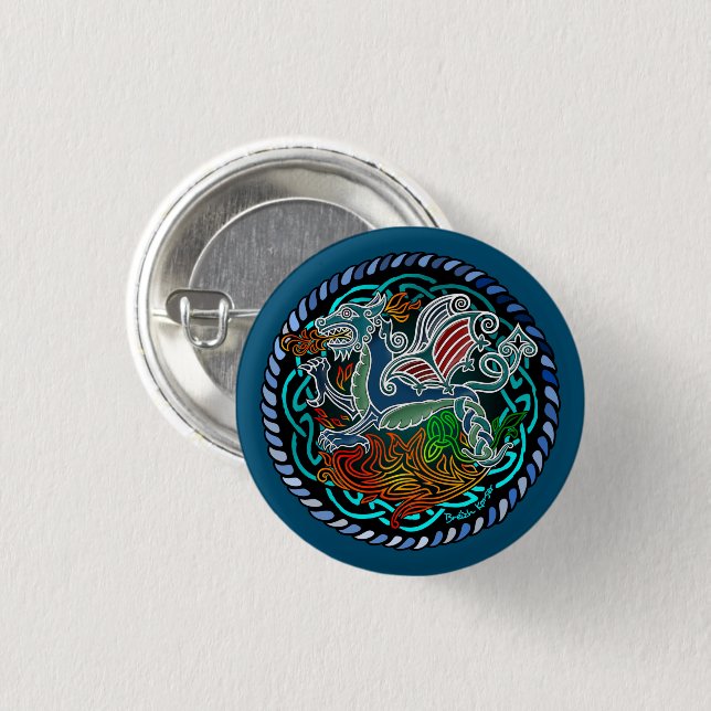 Dragon Celtic 1 Inch Round Button (Front & Back)