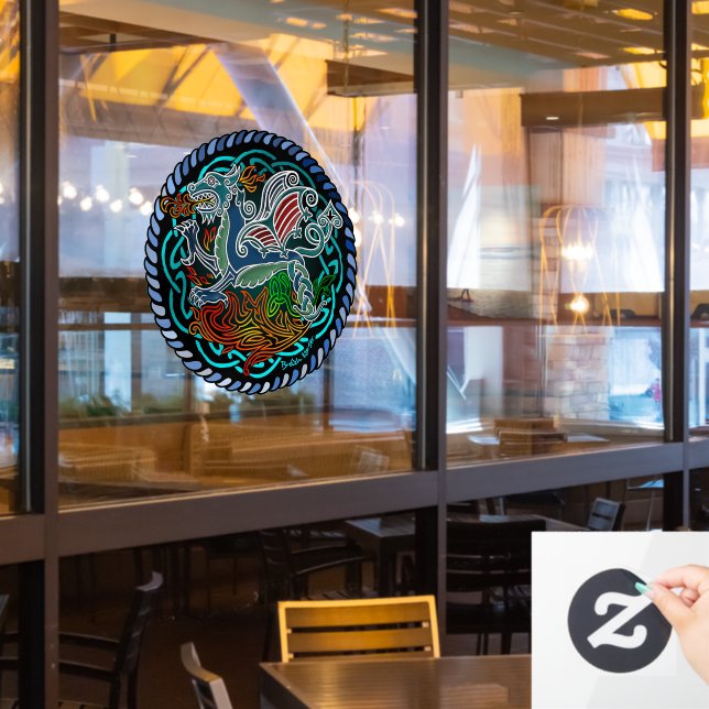 Dragon celtique window cling (Restaurant Window)