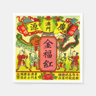 Dragon Chinese New Year Vintage Firecracker Label Napkin