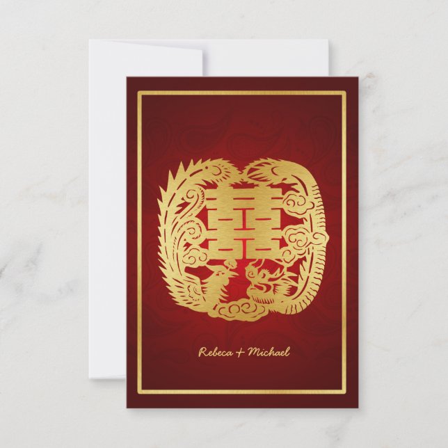 Dragon chinois double bonheur / Phoenix RSVP (Devant)