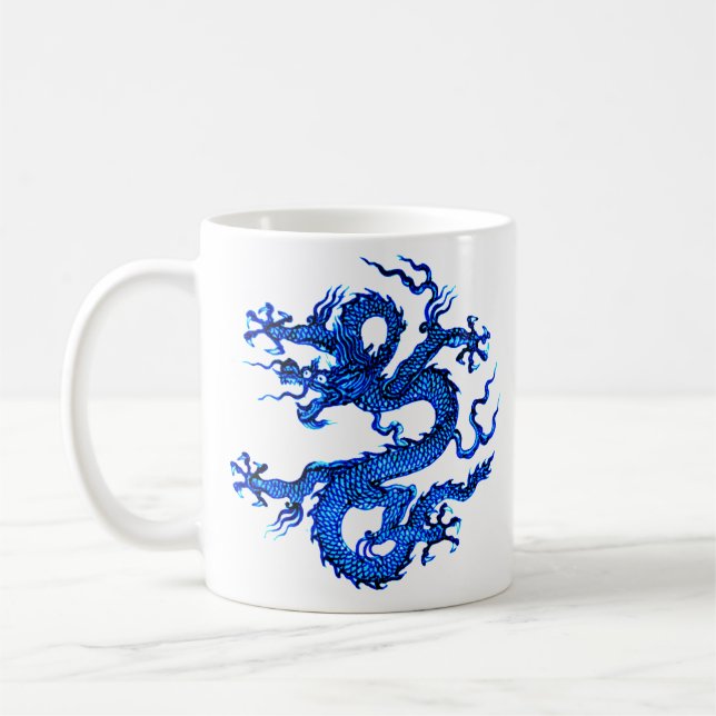 Dragon chinois, Indigo Blue Coffee Mug (Gauche)