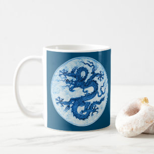 Dragon chinois, Indigo Blue et White Coffee Mug