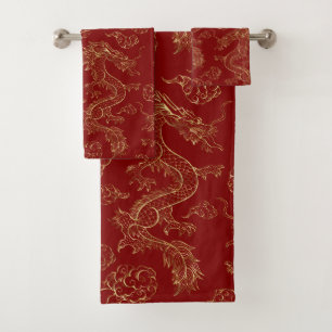 Dragon chinois or et rouge foncé
