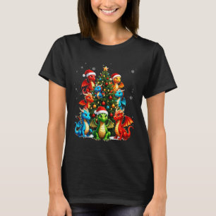 Dragon Christmas Tree Squad Santa Hat Fantasy Myth T-Shirt