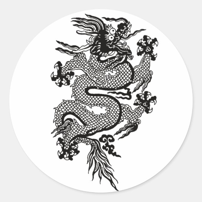 dragon classic round sticker (Front)