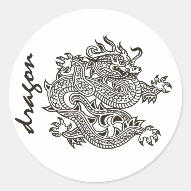dragon classic round sticker (Front)