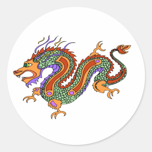 dragon classic round sticker (Front)
