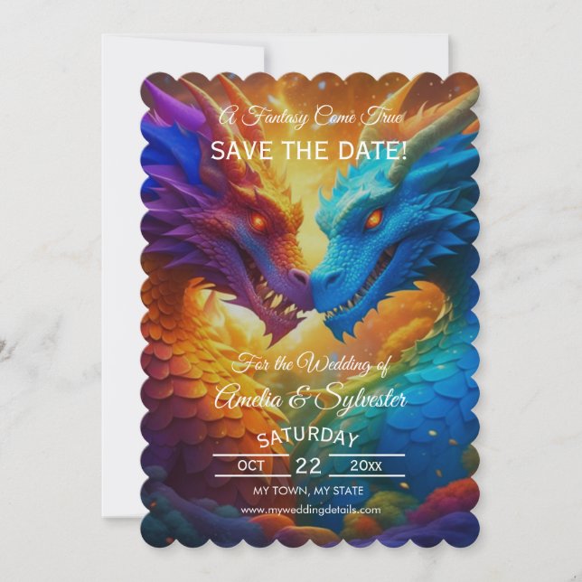 Dragon coloré Enregistrer les cartes de dates (Devant)