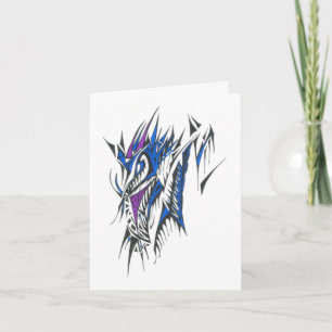 Dragon Colourful Abstract Tribal Tattoo Art Card