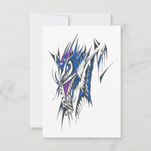 Dragon Colourful Abstract Tribal Tattoo Art Thank You Card