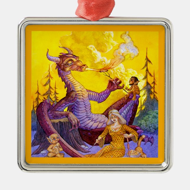 Dragon Cookout Metal Ornament (Front)