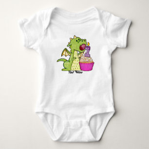 Dragon Cupcake 1st Birthday Baby Bodysuit