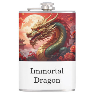 Dragon custom text hip flask
