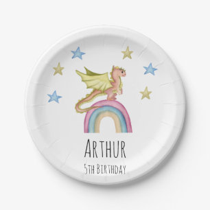 Dragon Cute Castle Magical Medieval Birthday Paper Plate