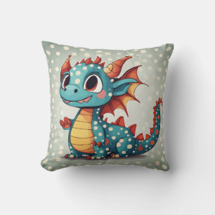 Dragon cute dots throw pillow