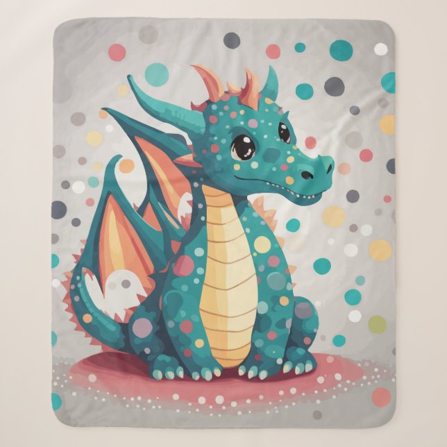 Dragon cute sherpa blanket (Front)