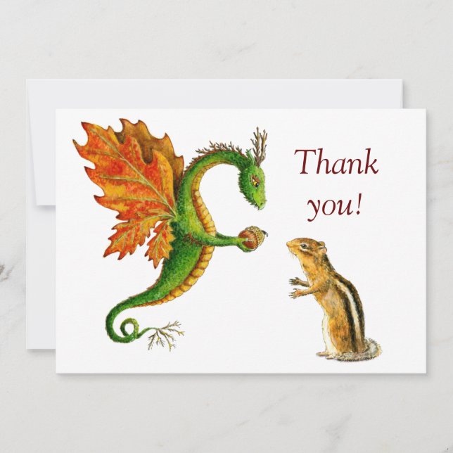 Dragon de chêne et tamia - carte de remerciements (Devant)