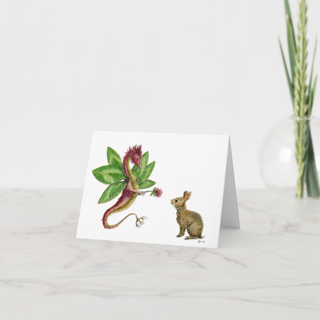 Dragon de Clover rouge - carte pour notes (Devant)