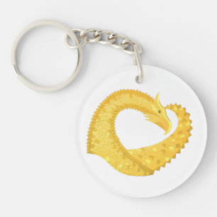 Dragon de coeur jaune sur blanc