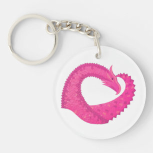 Dragon de coeur rose chaud sur blanc