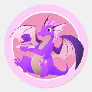 Dragon de dessin animé avec Stickers Rose de Gâtea