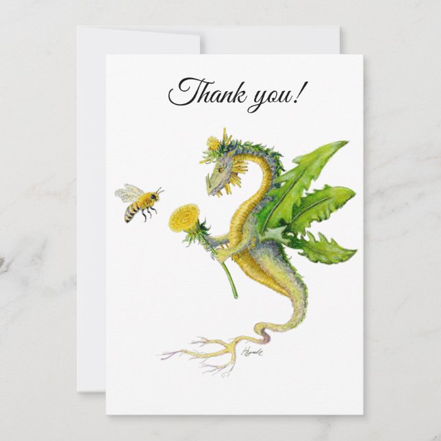 Dragon de pissenlit - carte de remerciements (Devant)