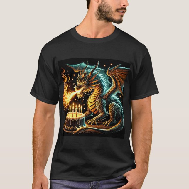 Dragon de respiration de feu Tshirt homme d'annive (Devant)