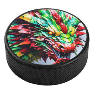 Dragon de respiration par feu vert et rouge