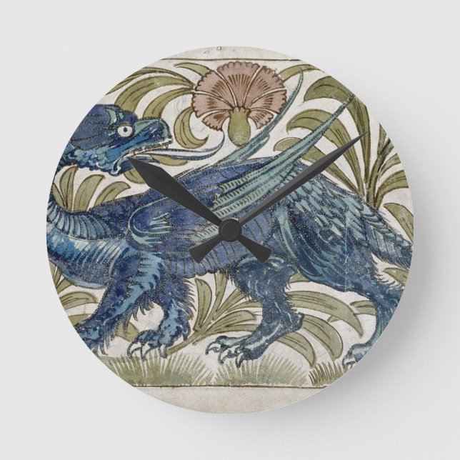'Dragon' design for a tile (w/c on paper) Round Clock (Front)