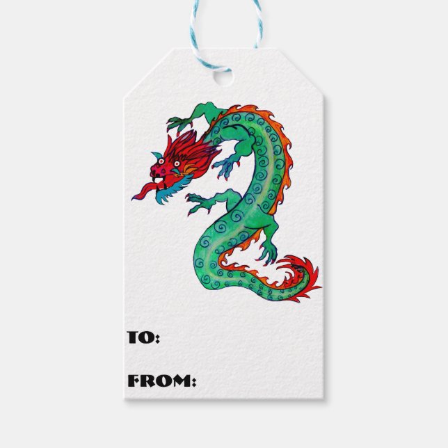 Dragon Design sur les étiquettes cadeaux (Devant)
