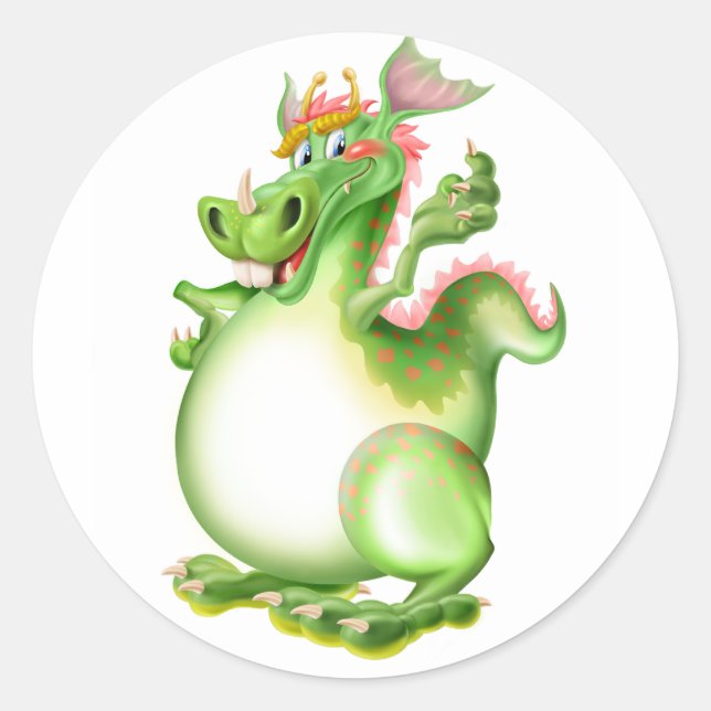 Dragon, Drachen, dragão, dragón, Classic Round Sticker (Front)