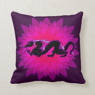 Dragon Dragon Black and Purple Starburst Throw Pillow