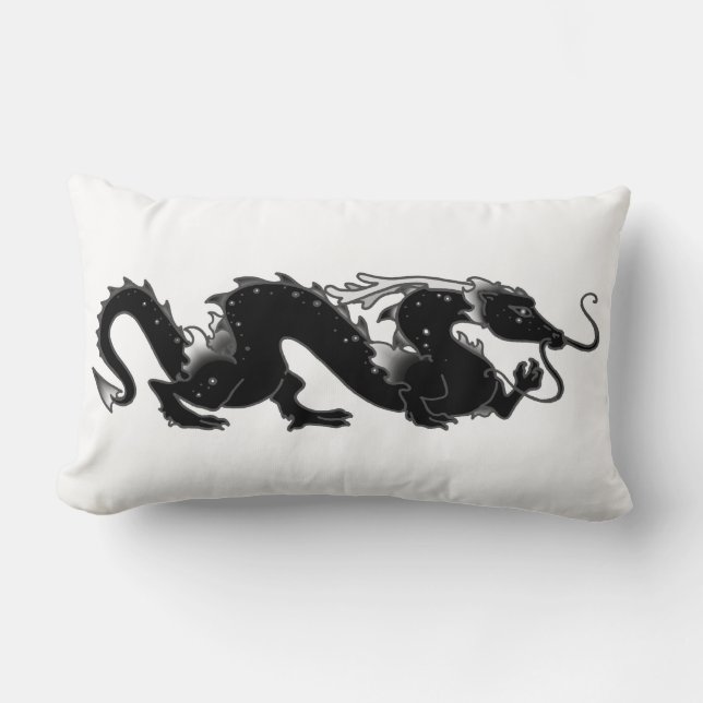 Dragon Dragon Black and White Lumbar Pillow (Front)