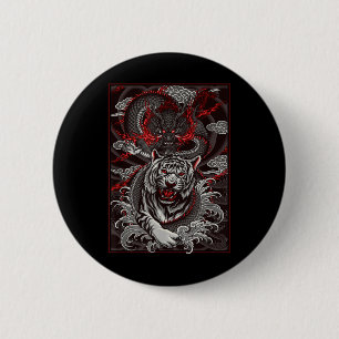 Dragon, Dragon Streetwear Japanese Tiger Urban, Ta 2 Inch Round Button