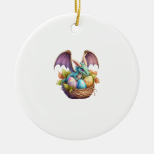 Dragon Easter Day Loves Collecting Easter Eggs Dra Ceramic Ornament