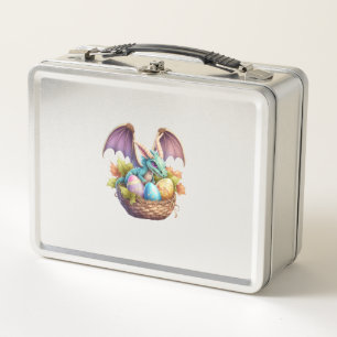 Dragon Easter Day Loves Collecting Easter Eggs Dra Metal Lunch Box