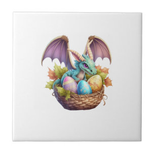 Dragon Easter Day Loves Collecting Easter Eggs Dra Tile