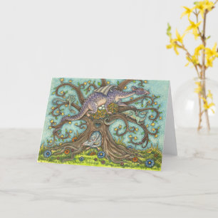 DRAGON EGGS, MEDIEVAL LAIR, FANTASY FOLK ART Blank Card