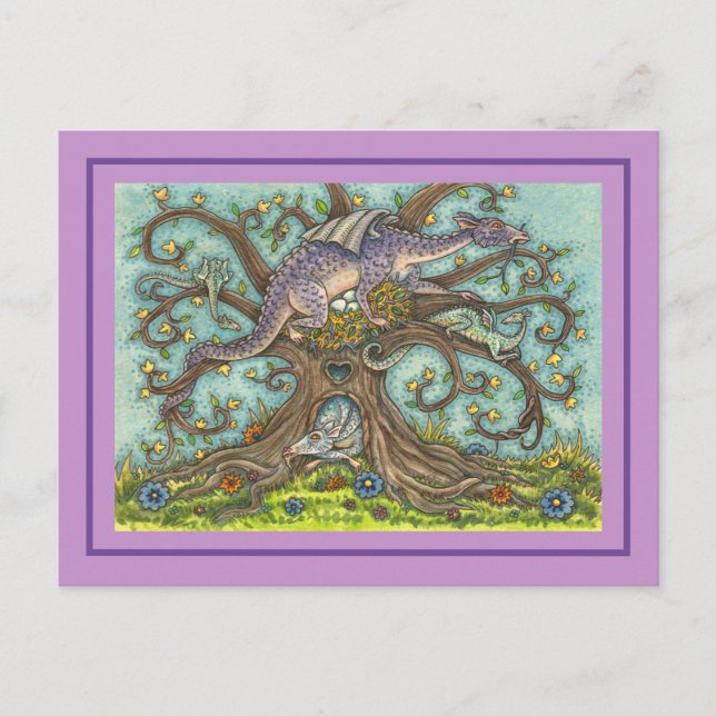 DRAGON EGGS, MEDIEVAL LAIR, FANTASY FOLK ART POSTCARD (Front)