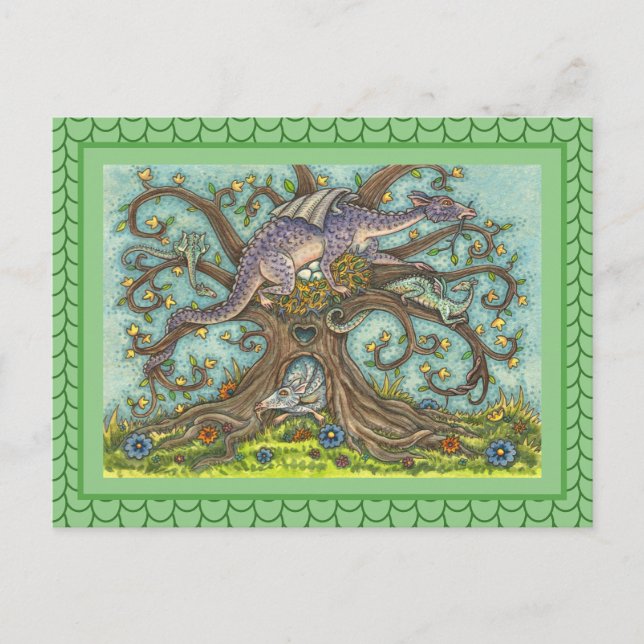 DRAGON EGGS, MEDIEVAL LAIR, FANTASY FOLK ART POSTCARD (Front)