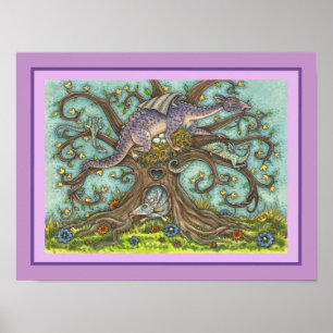 DRAGON EGGS, MEDIEVAL LAIR, FANTASY FOLK ART POSTER