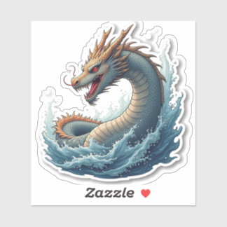 Dragon émergeant d'un Sticker à eau
