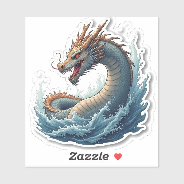 Dragon émergeant d'un Sticker à eau (Feuille)