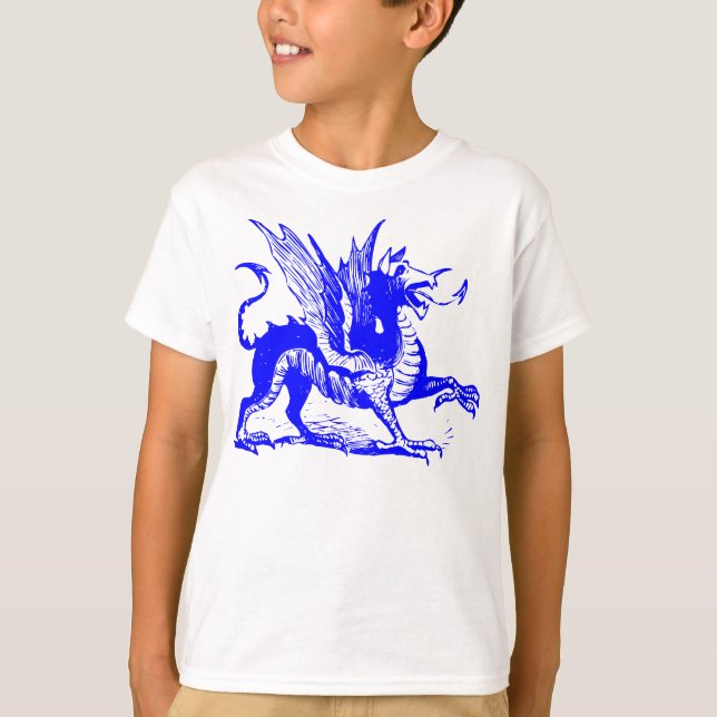 Dragon Engraving - Blue T-Shirt (Front)