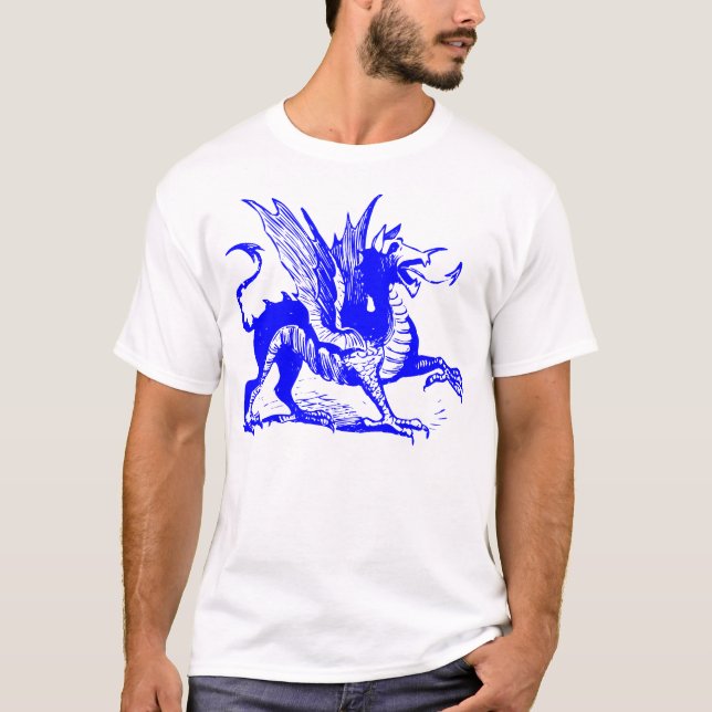 Dragon Engraving - Blue T-Shirt (Front)