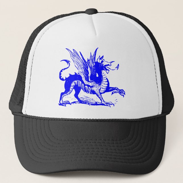 Dragon Engraving - Blue Trucker Hat (Front)