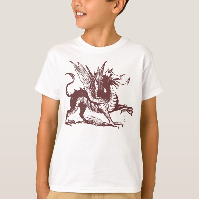 Dragon Engraving - Dark Brown T-Shirt (Front)