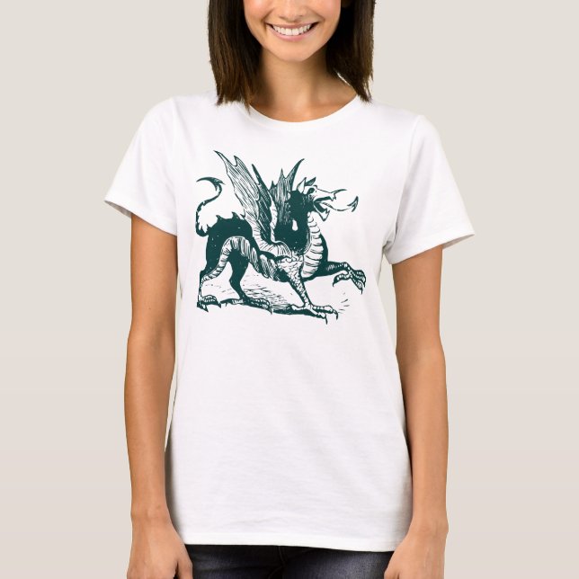 Dragon Engraving - Dark Green T-Shirt (Front)