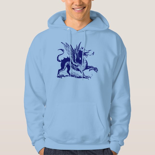 Dragon Engraving - Deep Navy Hoodie (Front)